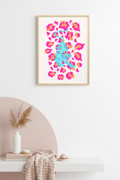 huhuli Ρετρό ζωγραφική με θέμα τον Τίγρη με φυσικό ξύλινο πλαίσιο - Μοτίβο πο...