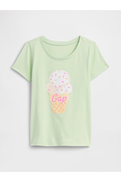 GAP Kız Bebek Yeşil Grafik Baskılı T-Shirt