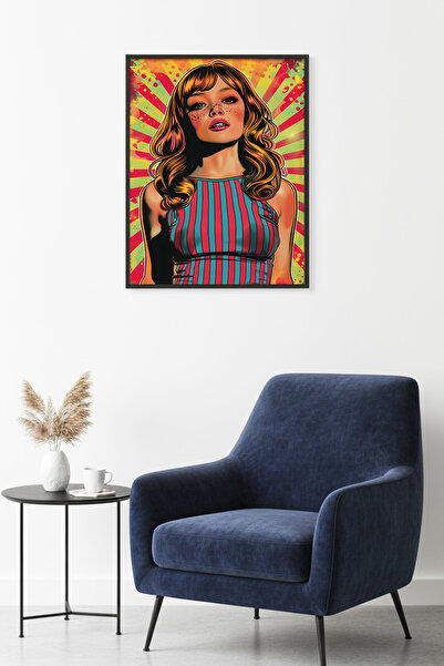 huhuli Πίνακας πορτρέτου Pop Art με φυσικό ξύλινο πλαίσιο - Ζωντανά χρώματα |...