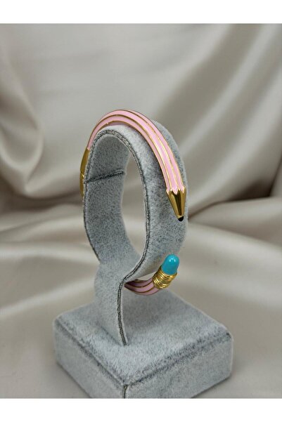 ZS Aksesuar Design Pink Bracelet – Gold Detailed Pencil Model Women's Bracelet