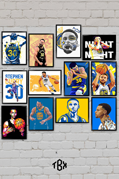 tablomaxtbx 12 Parça Stephen Curry NBA Basketbol Golden State Warriors Şampiy...