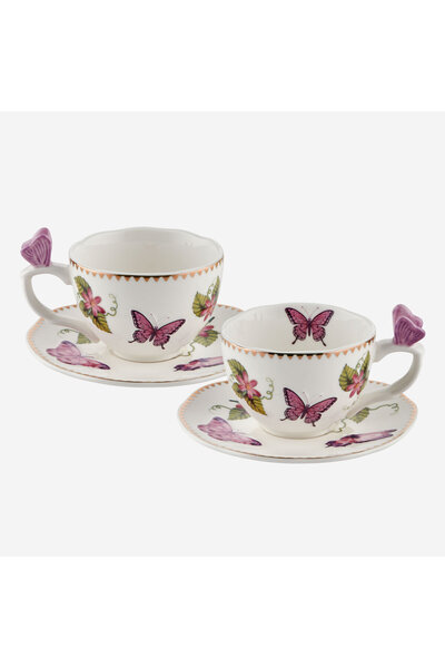 CHIARA ALESSI Butterfly Purple Porcelain Coffee Cup Set 120 ml