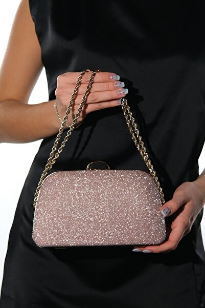 LuviShoes Γυναικεία βραδινή τσάντα φορέματος YVETTE Rose Glitter