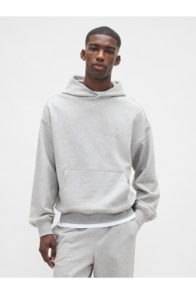 GAP Erkek Açık Gri Heavyweight Oversized Sweatshirt
