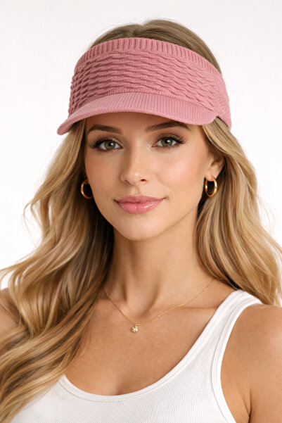 HatClub Exclusive Pălărie cu vizor din tricotaje roz pentru femei, cu elastic...