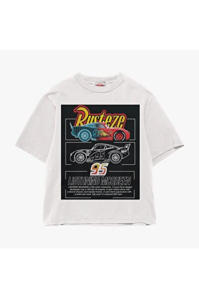 ZAVIXO Μπλουζάκι με στάμπα RUSTEZE, σε υπερμεγέθη γραμμή, από βαμβακερό ύφασμα