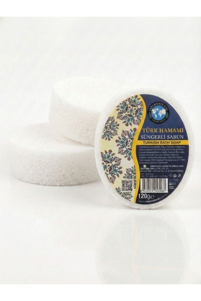 Dermolive Turkish Hammam Herbal Bath Soap with Sponge 120 G, for Hands, Face and Body - 1 Piece