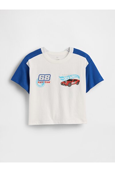 GAP Erkek Bebek Beyaz Hot Wheels Grafik Logo T-Shirt