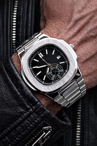 Weluxa Men's Wristwatch Premium Silver Color Black Dial Sports & Classic Gift...