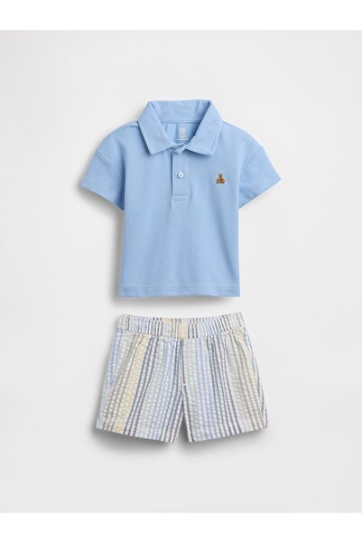GAP Bebek Açık Mavi Polo Outfit Set