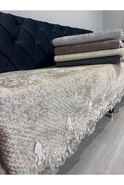 DECORA CASA HOME COLLECTİON Δαντελωτό βελούδινο μοτίβο αντιολισθητικό κάλυμμα...