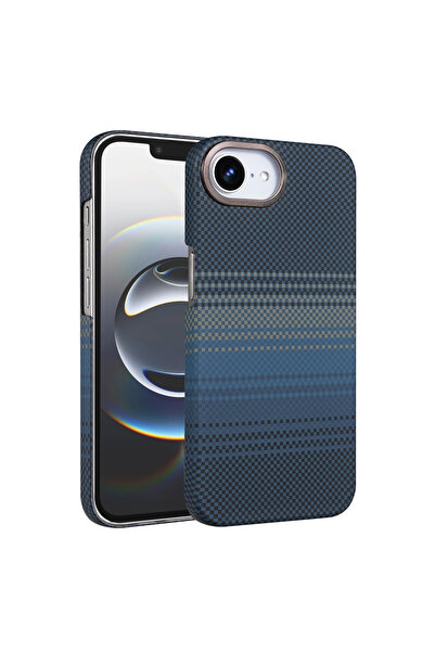 UnDePlus Apple iPhone 16E / 17E Kılıf Kevlar Desenli Karbon M-Safe Magnetik Ş...