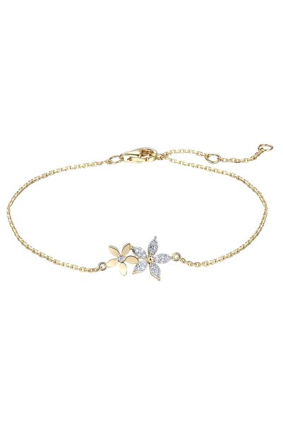 Bijuteria SORELLY Βραχιόλι από χρυσό 14 καρατίων με λουλούδια και διαμάντια 0...
