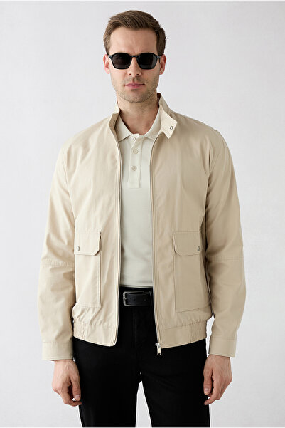 Kiğılı Stand-Up Collar, Snap Pockets, Zippered Cotton Seasonal Coat