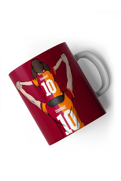 Yellow Red Dad Girl Fan Lion Design Custom Printed Gift Mug
