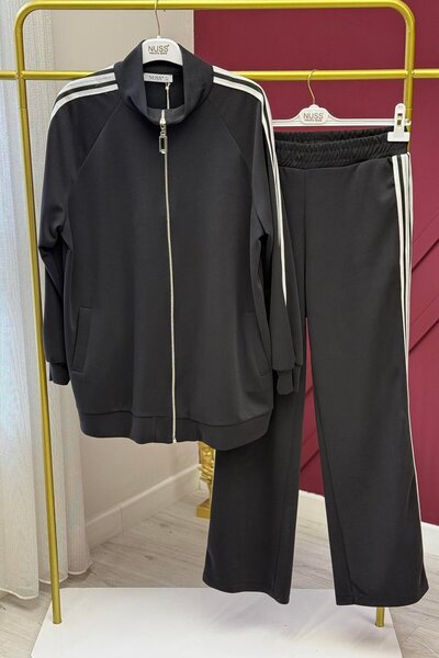 Nuss 1092 Stripe Detailed Collar Trouser Suit