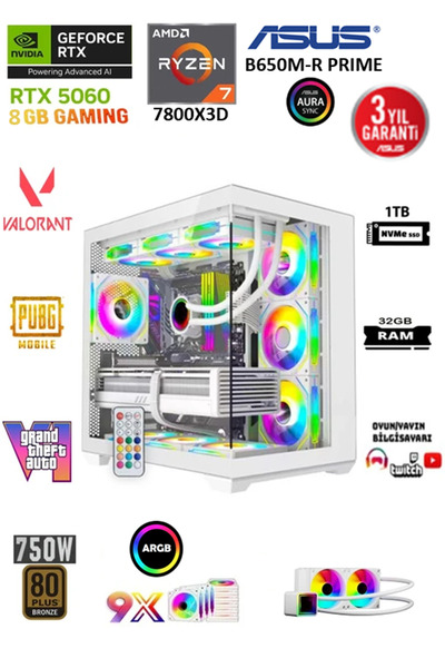 Archon AMD Ryzen 7 7800X3D | 32 GB DDR5 | RTX 5060 8 GB | 1 TB SSD | GAMING PC