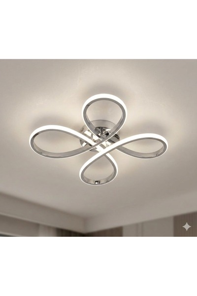 Lzy Avize Store Daisy Kronos 4’lü Krom Plafonyer LED Avize 3 Renk | Salon, Ço...