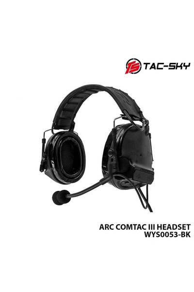 TacSky Telsiz Kulaklığı Baş Tipi-SİYAH-TAC-SKY ARC COMTAC III WYS0053-BK