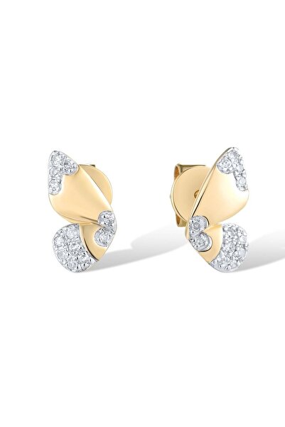 Bijuteria SORELLY Σκουλαρίκια πεταλούδες από χρυσό 14 καρατίων με διαμάντια 0...