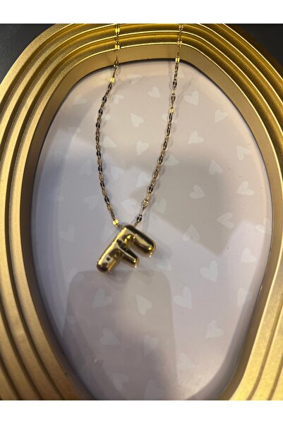gozdeasutayaccessory قلادة على شكل حرف F من الفولاذ