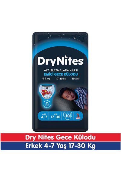 Huggies Drynites Erkek 4-7 Yaş Emici Gece Külodu 17-30 Kg 10 Adet