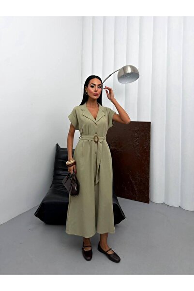 Bak'ap Φόρεμα πουκάμισο από 100% λινό ύφασμα υψηλής ποιότητας με μανίκια τύπο...