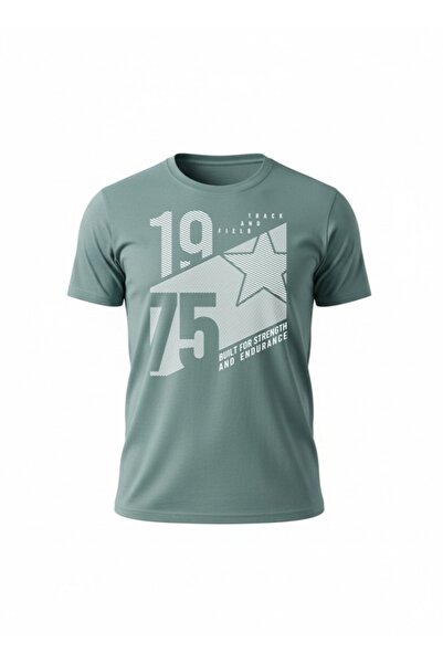 URBANTRENDSTORE تي شيرت للجنسين Mint 1975 مطبوع عليه نصًا، مقاس كبير، مريح وو...