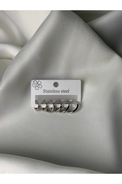 NB STEELORA أقراط فولاذية بتفاصيل حلقات متعددة