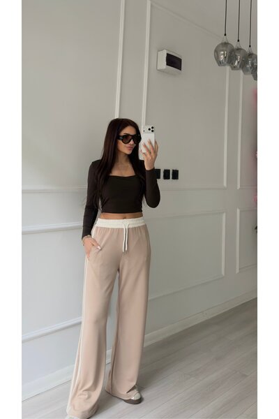 Daves Beige Tracksuit with Side Stripe Detail