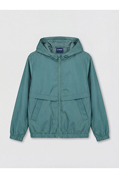 LC Waikiki Πράσινο αδιάβροχο με κουκούλα για αγόρια