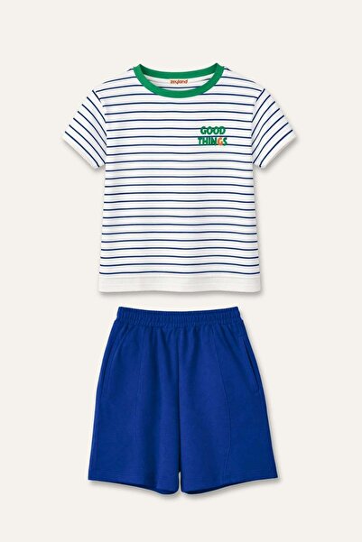Zeyland Boys' Printed Striped Summer T-Shirt and Shorts Set