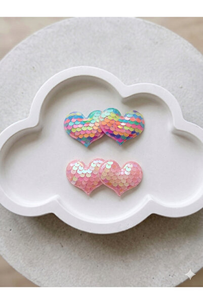 Jeevee Sequin Double Heart Figured Girl's Hair Clip - Sparkling Stylish Hair ...