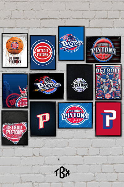 tablomaxtbx Σετ ζωγραφικής από MDF 12 τεμαχίων Detroit Pistons NBA Ομάδα μπάσ...