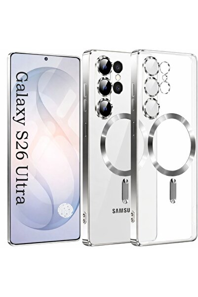 Alstrap Samsung Galaxy S26 Ultra Kılıf Uyumlu Şeffaf Kenarı Renkli Lens Korum...