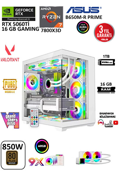Archon AMD Ryzen 7 7800X3D | 16 GB DDR5 | RTX 5060Tİ 16 GB | 1 TB SSD | GAMIN...