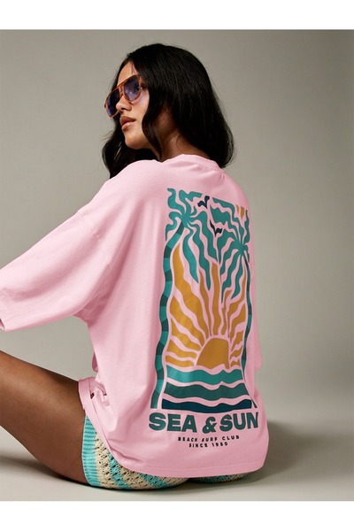 ZAVIXO Υπερμεγέθες μπλουζάκι με στάμπα, 100% βαμβάκι, άνετο και κομψό