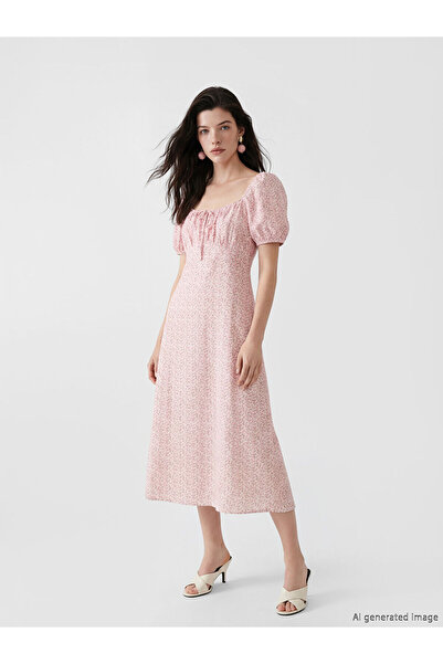 LC Waikiki Peak New Season A-Line Floral Balloon Sleeve Dress