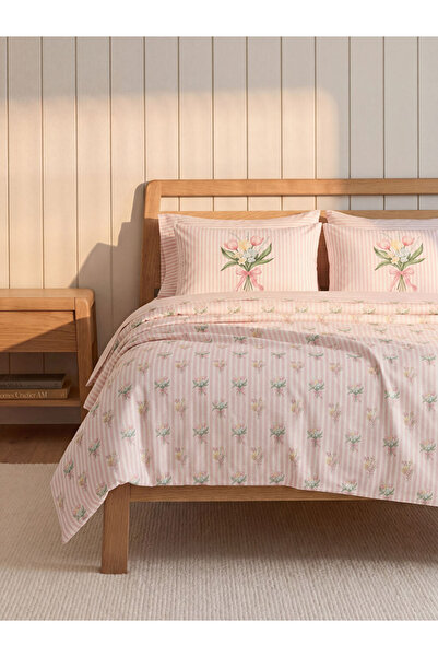 LC Waikiki Σετ Παπλωματοθήκη με Σχέδιο Ανθοδέσμης, 100% Βαμβάκι