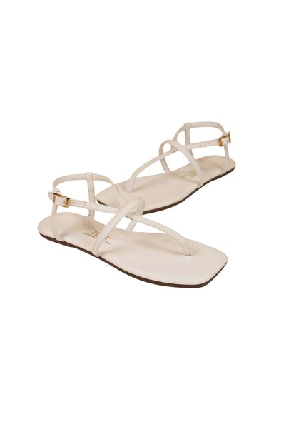 Tkees Women's Square Toe White Stylish Daily Cross-Flip Flop Sandals