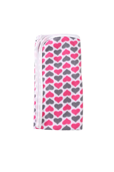 MiniKids Κουβέρτα φλις με πολλές καρδιές, γκρι-ροζ