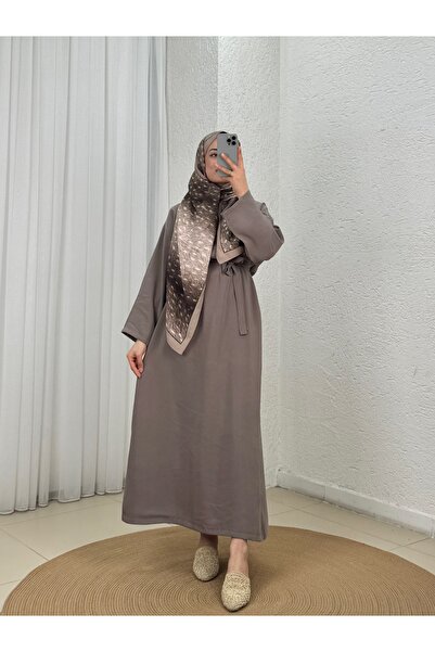 MİHRA STORE Φόρεμα Armira με ίσια γραμμή και ζώνη - EK656 Βιζόν