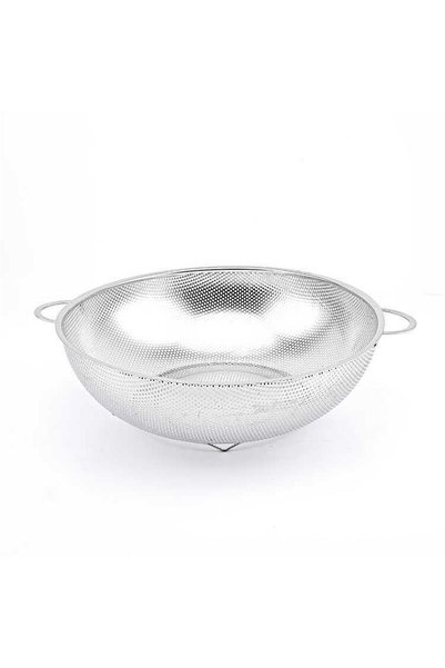 OMS SILVEXA - Collection Ayaklı %100 Paslanmaz Çelik İnce Delikli Süzgeç ( 7502 - 28 Cm - Gümüş )