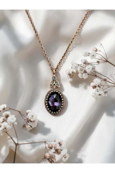 FAYRA ACCESSORIES Crystal Stone Oval Cut Necklace