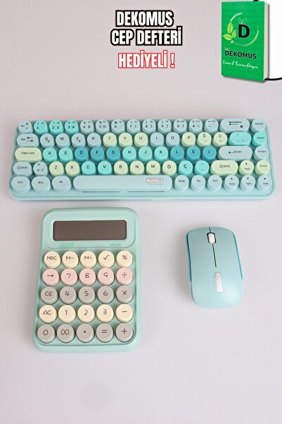 Mikro x Dekomus Pastel Touch Collection Kablosuz Klavye & Mouse & Hesap Makin...