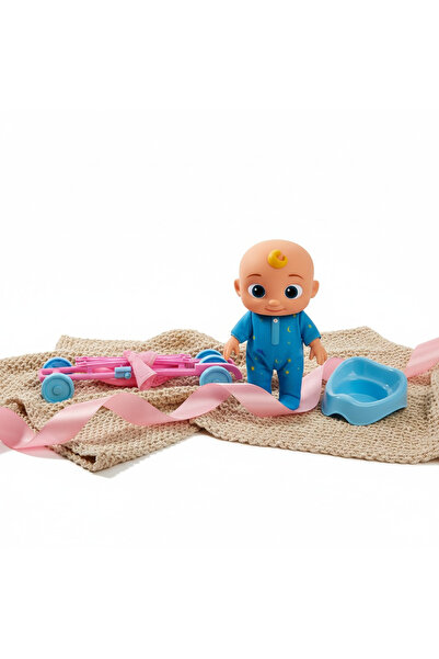 Cocomelon Σετ παιχνιδιού - Κούκλα JJ με μπλε πιτζάμες, Αναδιπλούμενο καρότσι ...