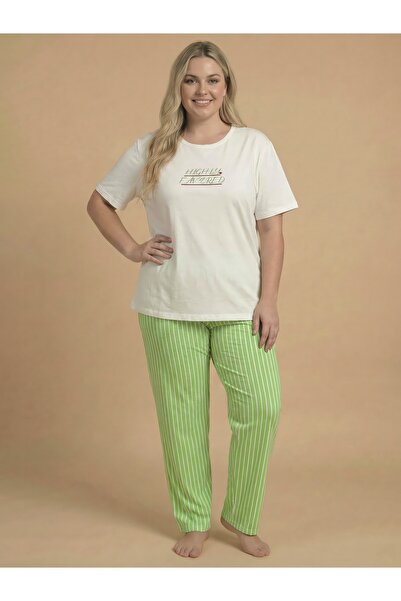 Wordex MRN 4510 Ριγέ Πιτζάμες Κοντομάνικο Βαμβακερό Σετ Γυναικείας Πιτζάμας Μ...