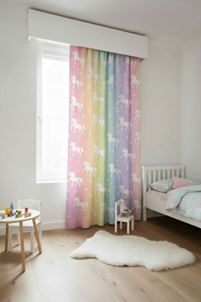 ALYOUTLET Çocuk Odası Baskılı Fon Perde 140 x 260 A+ Kalite