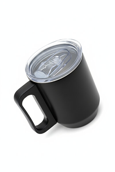 VİBEFLASK 350 ml Çelik Termos Mug - 304 Paslanmaz Çelik Şeffaf Kapaklı Ofis K...