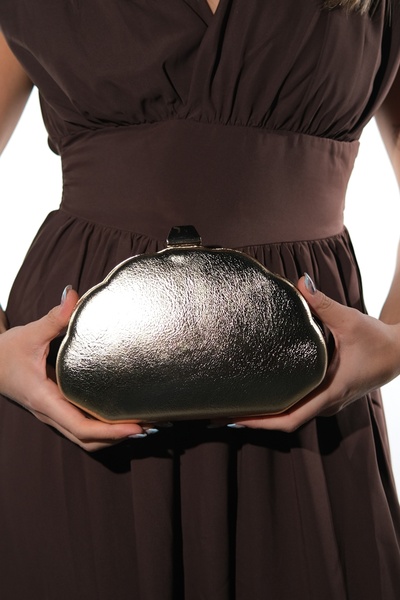 LuviShoes Γυναικεία βραδινή τσάντα φορέματος 513 Gold Skin